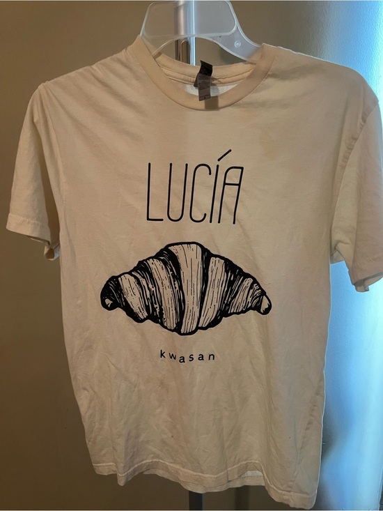 Next Level Apparel Tops - Next Level Apparel Cream Graphic Tee with Black Croissant Print from local b